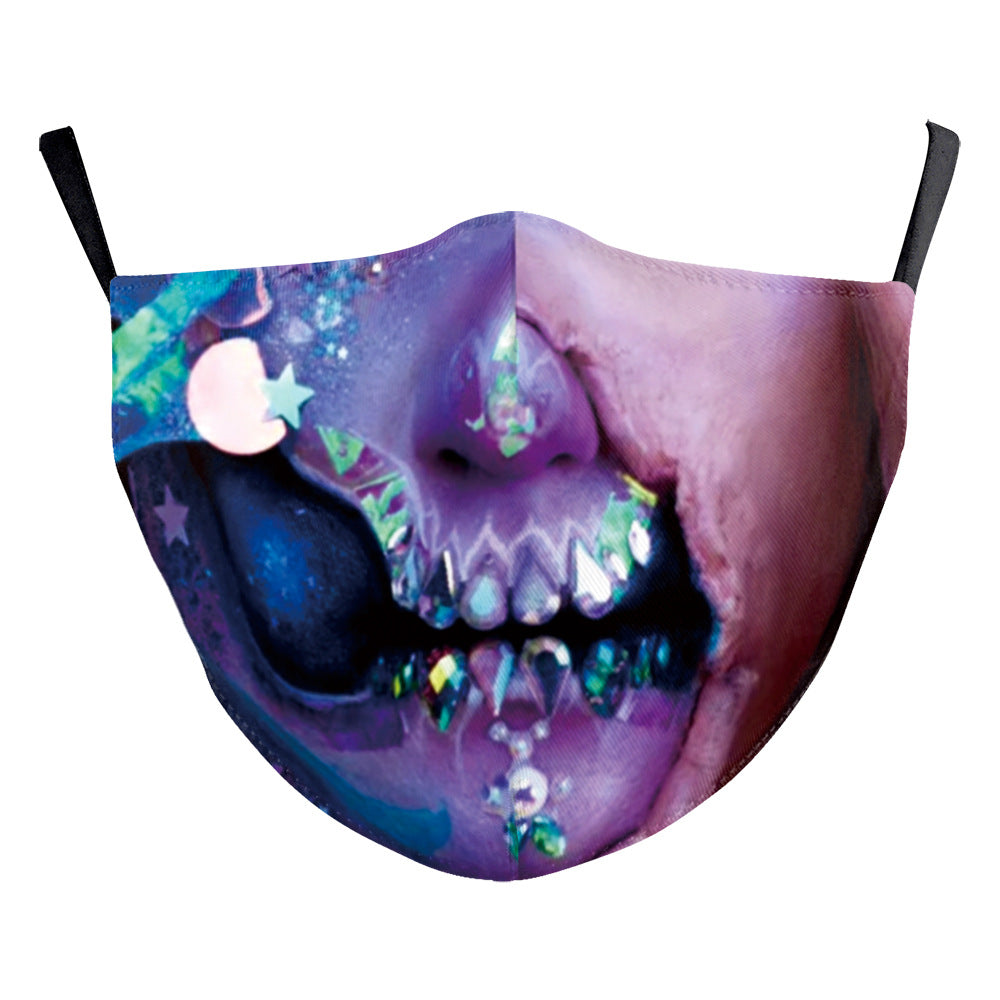 Halloween impression numérique drôle Horreur visage double couche masque de poussière