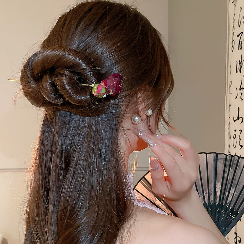 Rétro Rose Pearl Épin à cheveux de style chinois