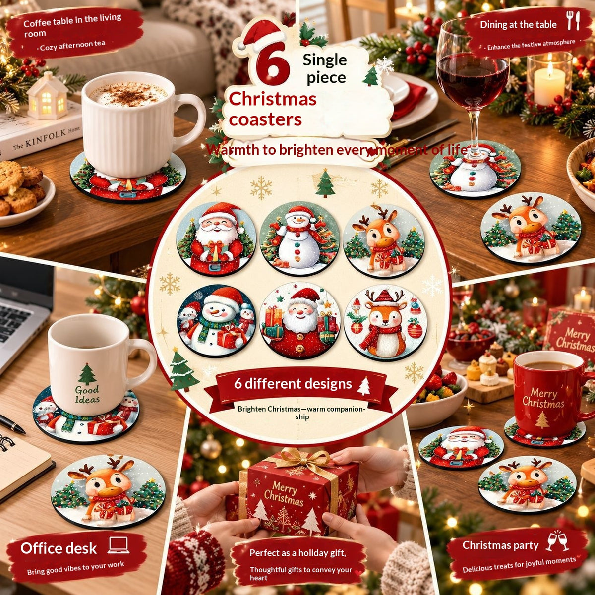 Père Noël et homme de neige Décorations de sous-marins en bois