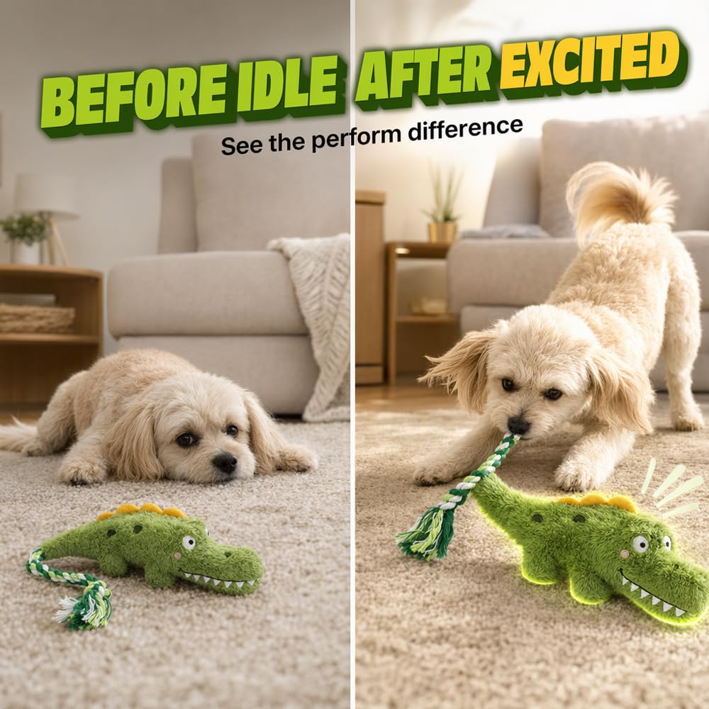 Fun Knotty Crocodile Dog Chew Jouet pour jouer interactif Coton corde et squeaky Plush