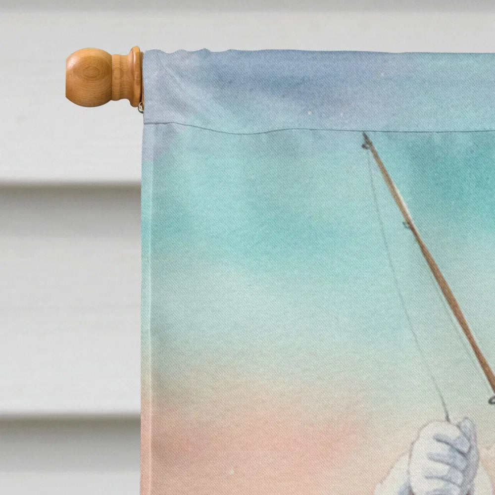 Pêche Père Noël avec Flounder Maison de Noël Drapeau Grand Porc Manches Pole décoratif