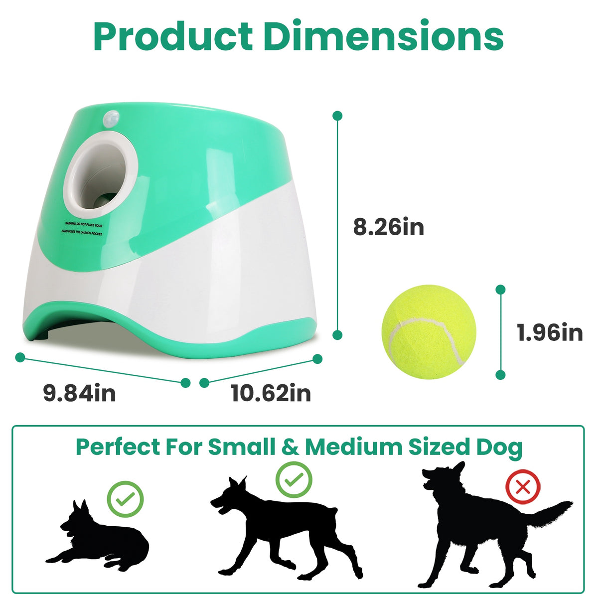 1Pc Automatic Ball Launcher Toy Included 6 Dog Tennis Balls with 3 Adjustable Throw Distances