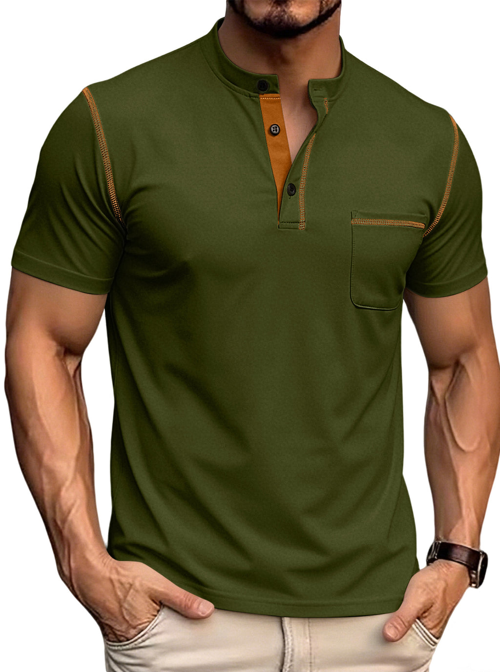 Col Henley pour hommes à la frontière