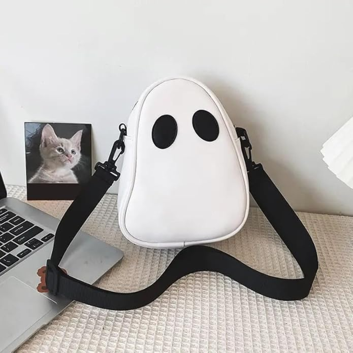 1Pcs Halloween mignon Ghost Purse PU sac de corps en cuir sac d'épaule pour les femmes Spooky T