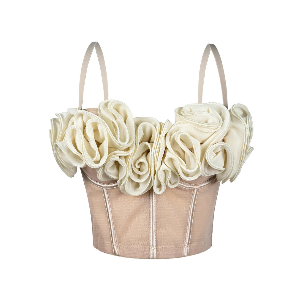 Trois-Dimensionnelle Flower Fishbone Bra Pure Desire Tube Top Mesh Breathable Inner Fishbone
