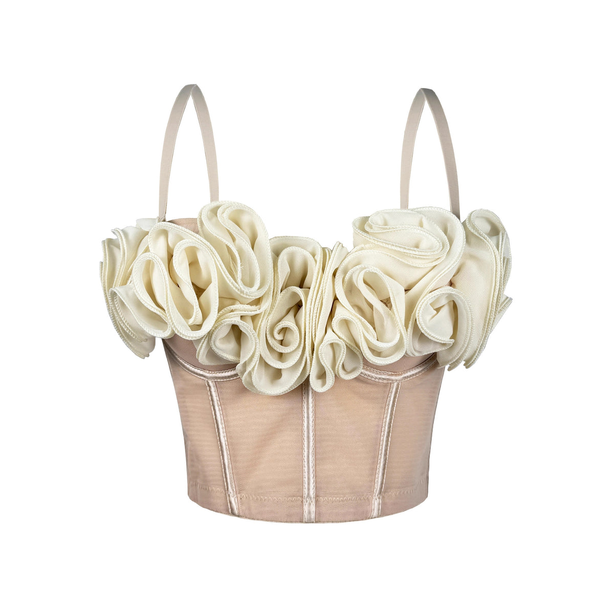 Trois-Dimensionnelle Flower Fishbone Bra Pure Desire Tube Top Mesh Breathable Inner Fishbone