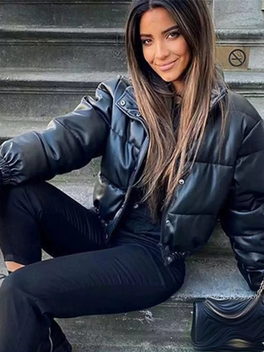Manteau de Parka en cuir épais et chaud pour femmes