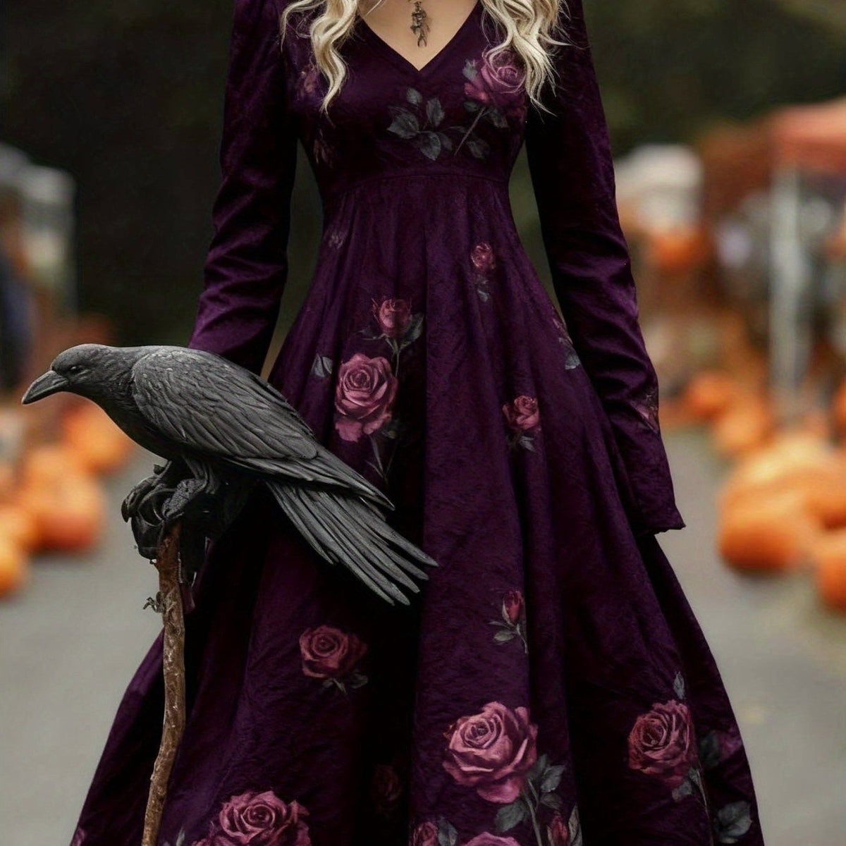 Arrivée d'automne Robe en V-Neck souple
