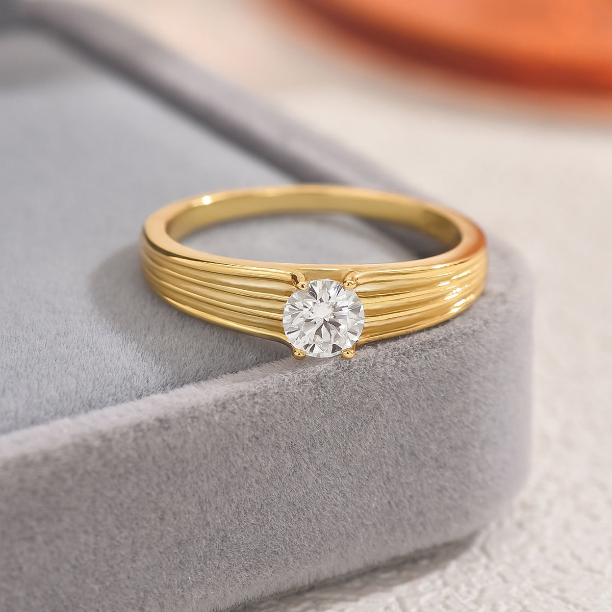S925 Argent plaqué or 5mm Moissanite anneau parallèle Groove D Couleur VVS1 US Taille 6-9 GRA C