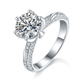 S925 Argent Sterling 2ct rond Moissanite Anneau