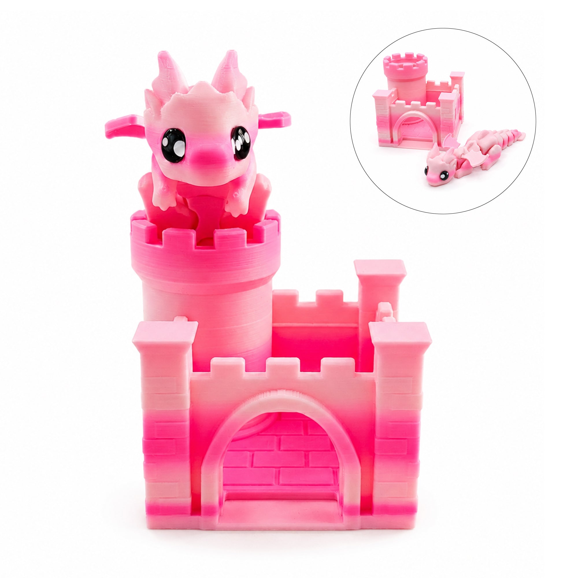 3D Imprimé Movable Joint Fantasy Beast Figurine avec Mini Castle House Bureau flexible ou