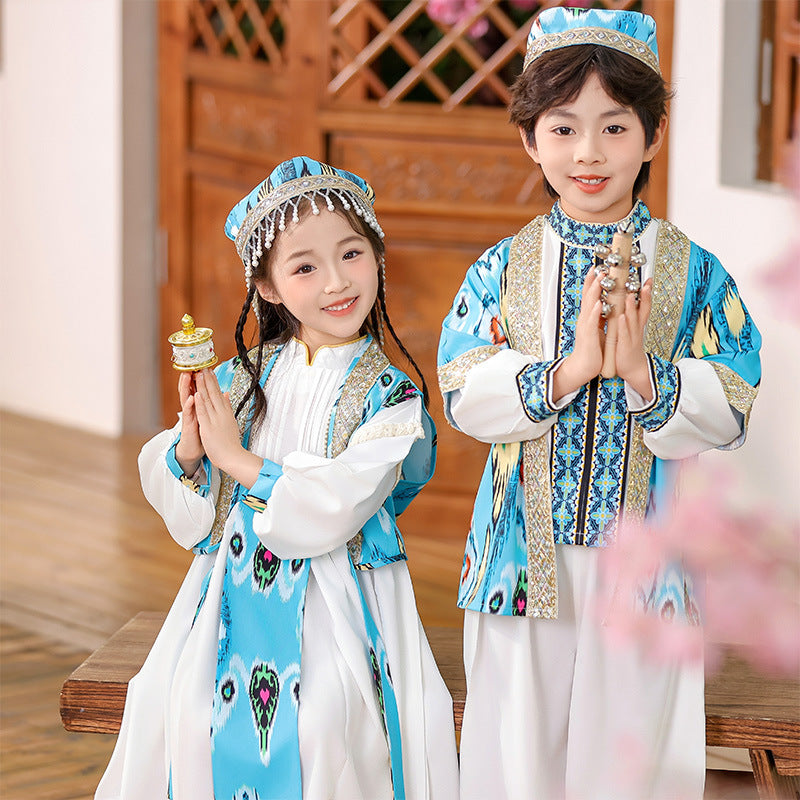 Enfants de minorités ethniques à manches longues Springautumn Outfit Xinjiang Uyghur-style enfant porter