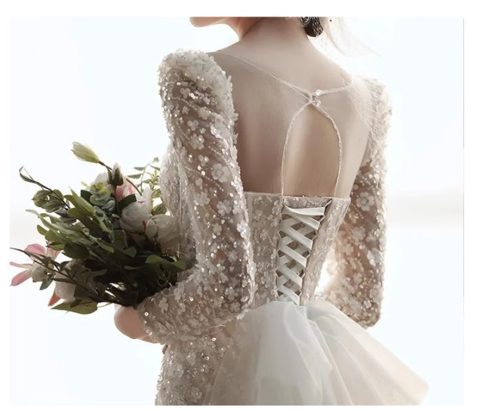 Robe de mariée légère en queue de poisson de style français