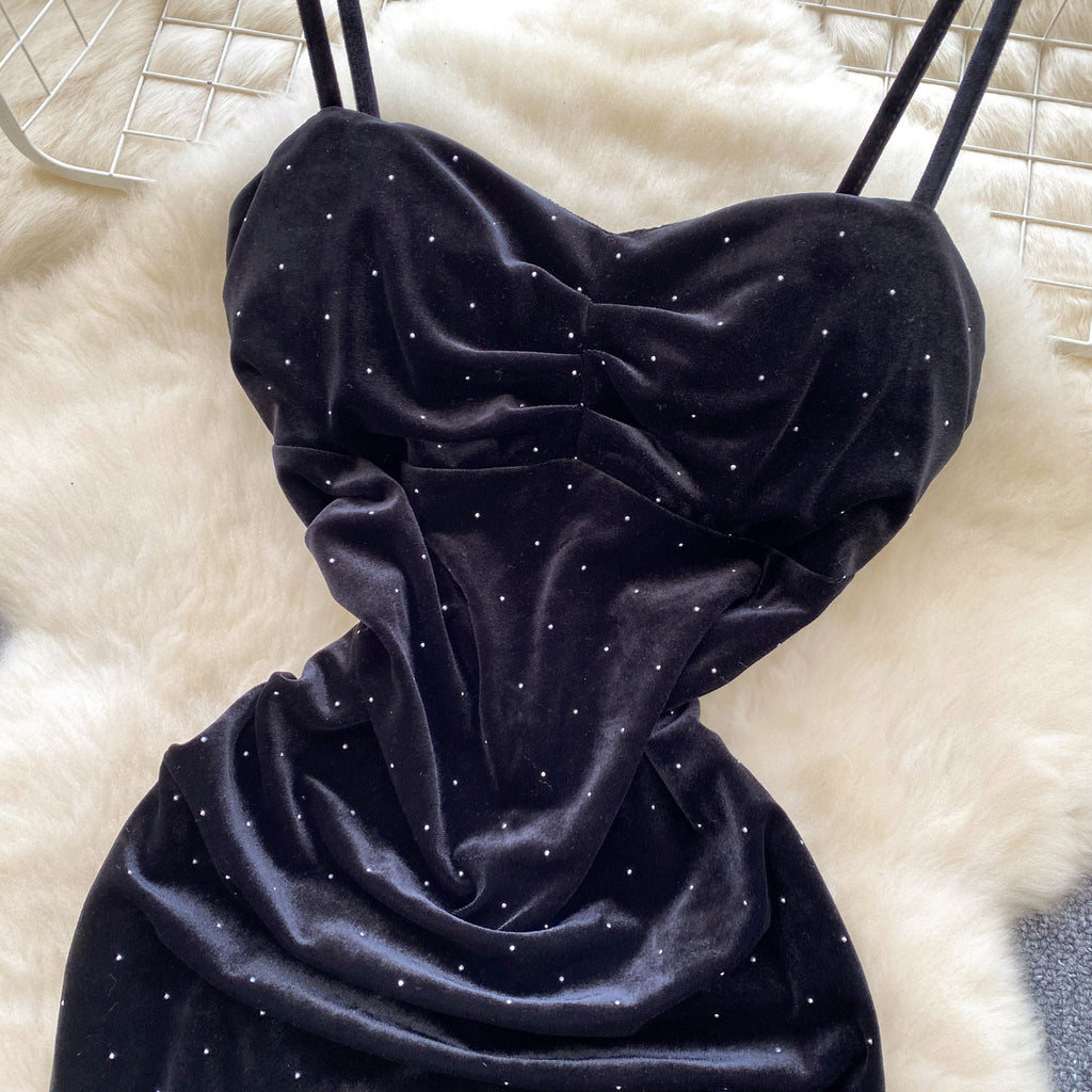 Femme Sexy Socialite Robe de Suspendu Pléatée