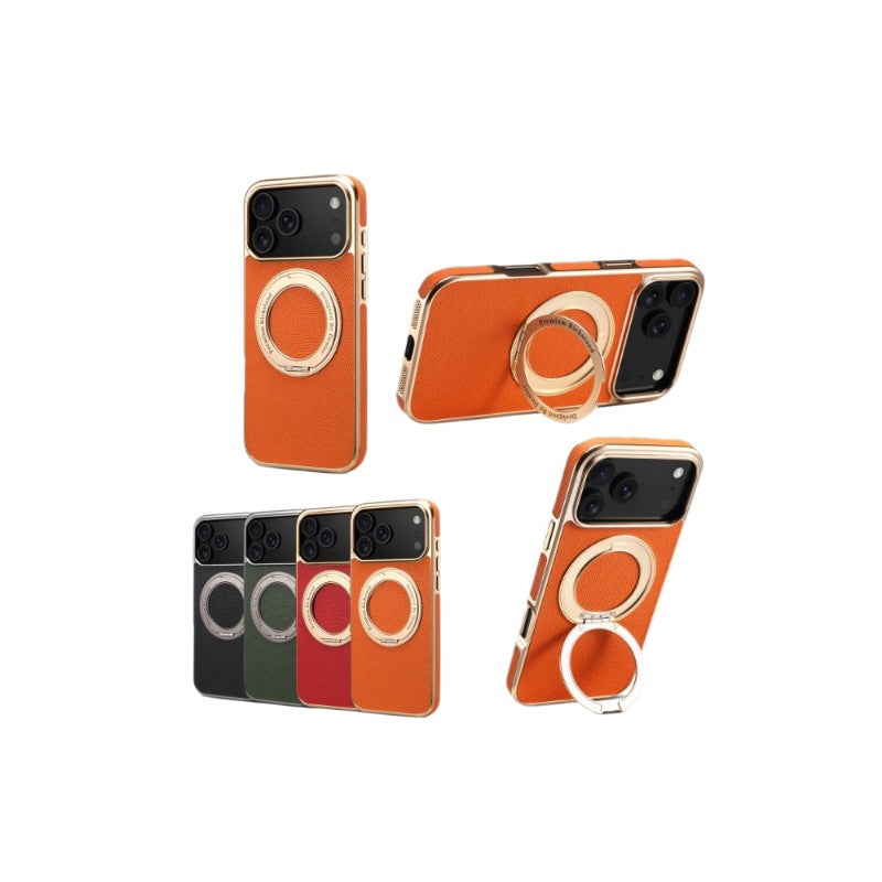 Boîtier de téléphone magnétique en cuir véritable denior