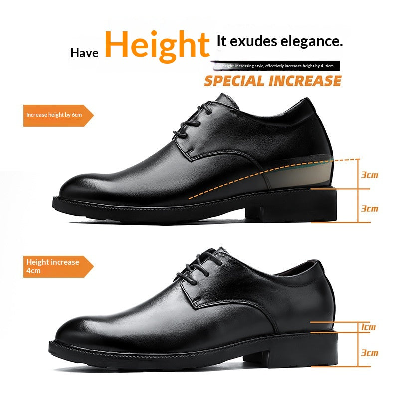 Chaussures en cuir homme avec une semelle intérieure de plus en plus haute cachée pour les affaires