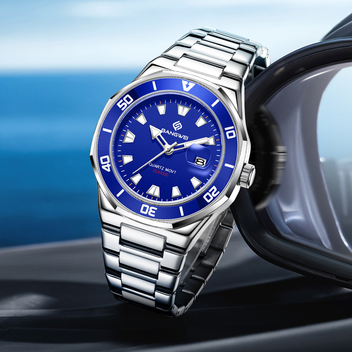 Montre Quartz homme simple de style affaires avec un grand cadran