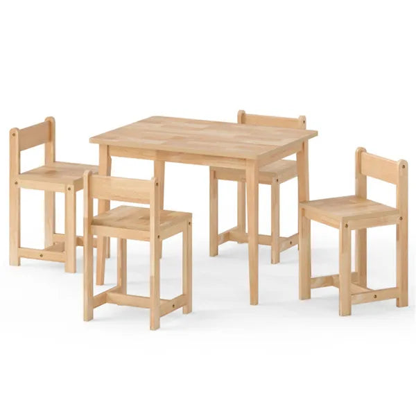 Table et chaises en bois pour enfants (1 table + 4 chaises)