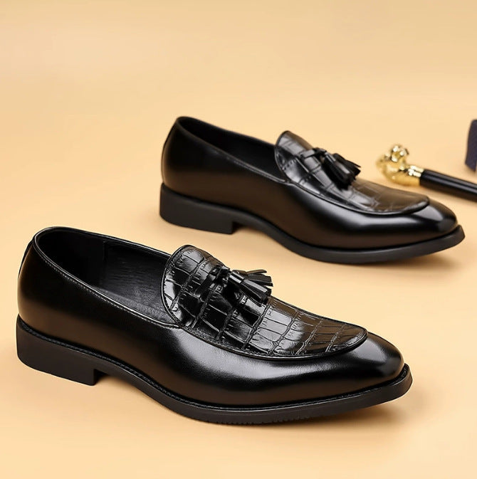 Hommes Pointed-Toe British-Style Business-Casual Slip-On Chaussures en cuir