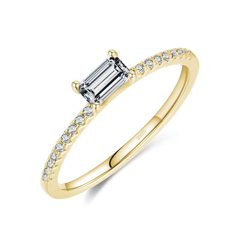 S925 Argent Sterling All-Match Simple Coréen Trendy Micro-Inlaid Index Finger Ring Mode