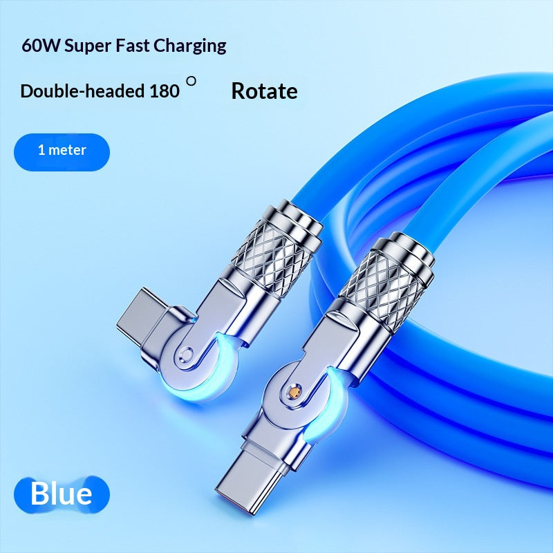 Gaming Dual-bend Rotating PD Câble de données de recharge rapide