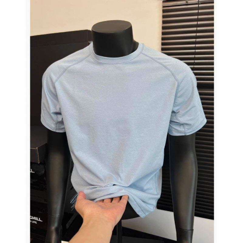 Ice Silk Stretch Fitness T-shirt à manches courtes en gros