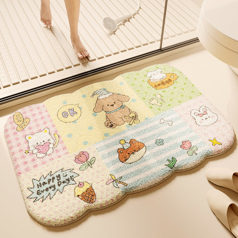 Tapis de salle de bain en peluche épais absorbant l'eau