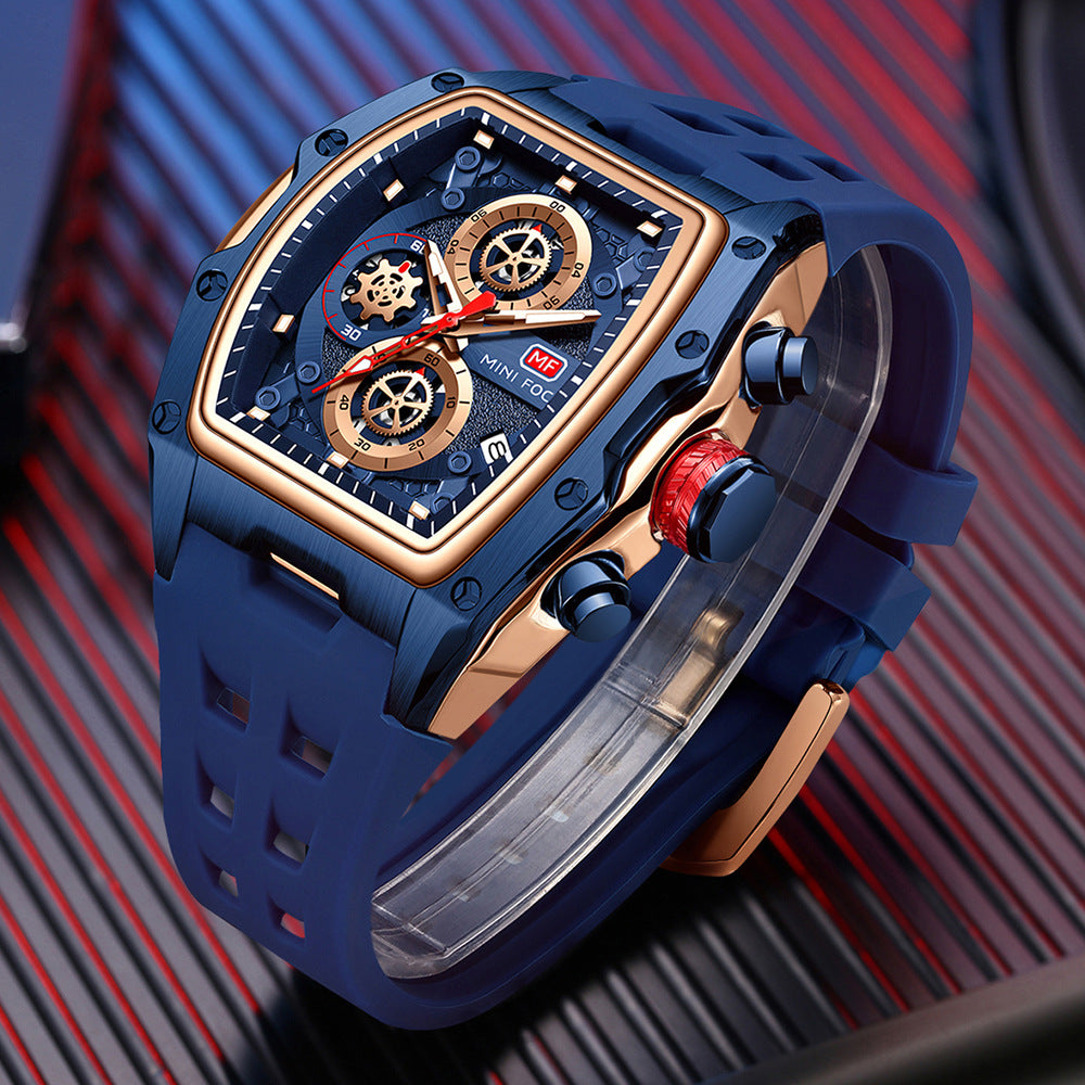 Chronographe sport Track-Style Montre homme avec verre courbé et openwork design