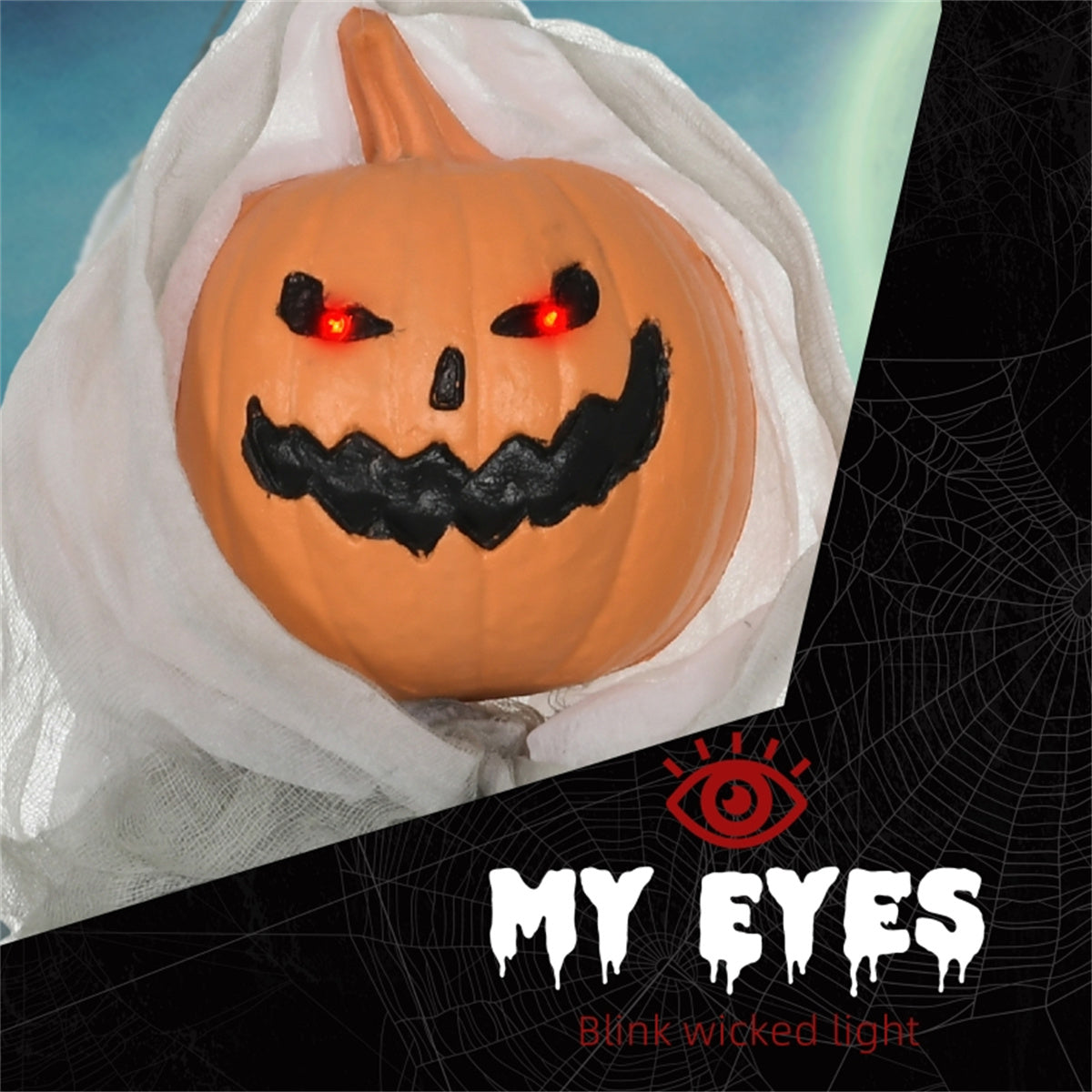 Halloween suspendu citrouille Ghost décoration Son actif crispé hurlement lumière vers le haut oeil rouge