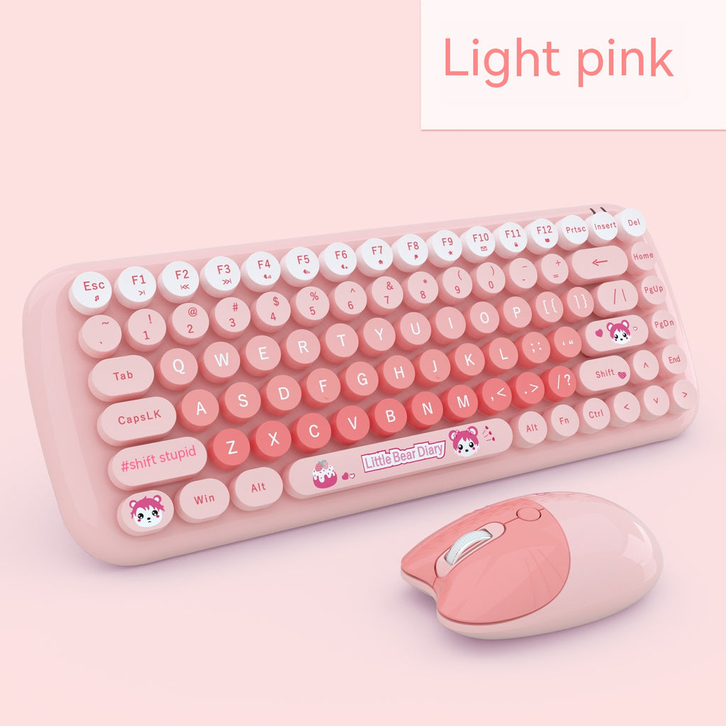 Clavier sans fil et jeu de souris Rose Mini Mignon
