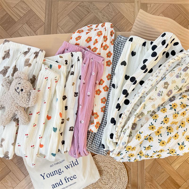 Style d'été Garçons et filles Baby Double-Layer Gauze Casual pantalons respirants