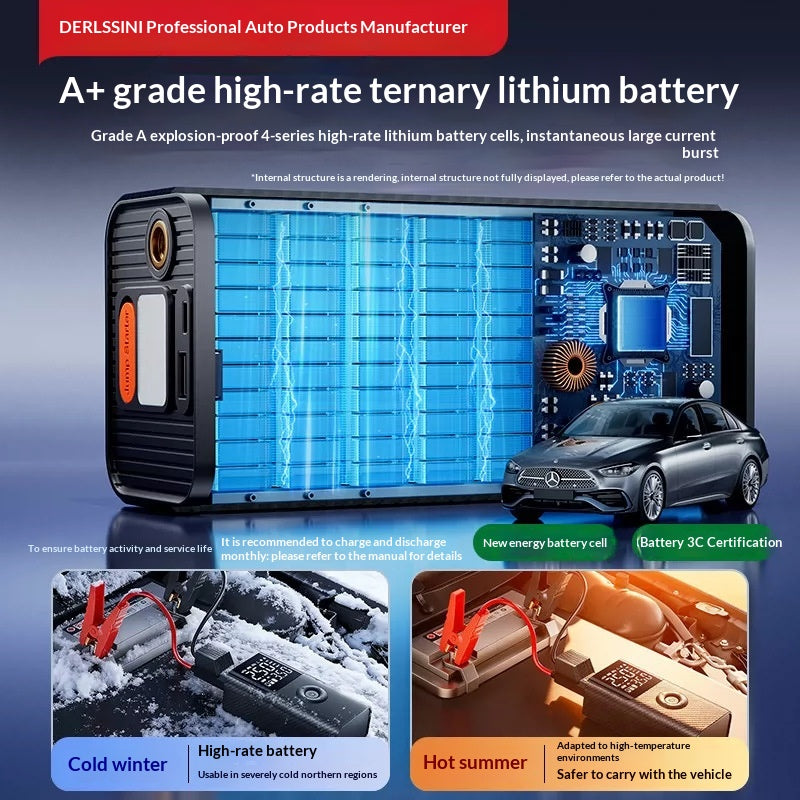 Démarreur de batterie de voiture portable avec pompe à air