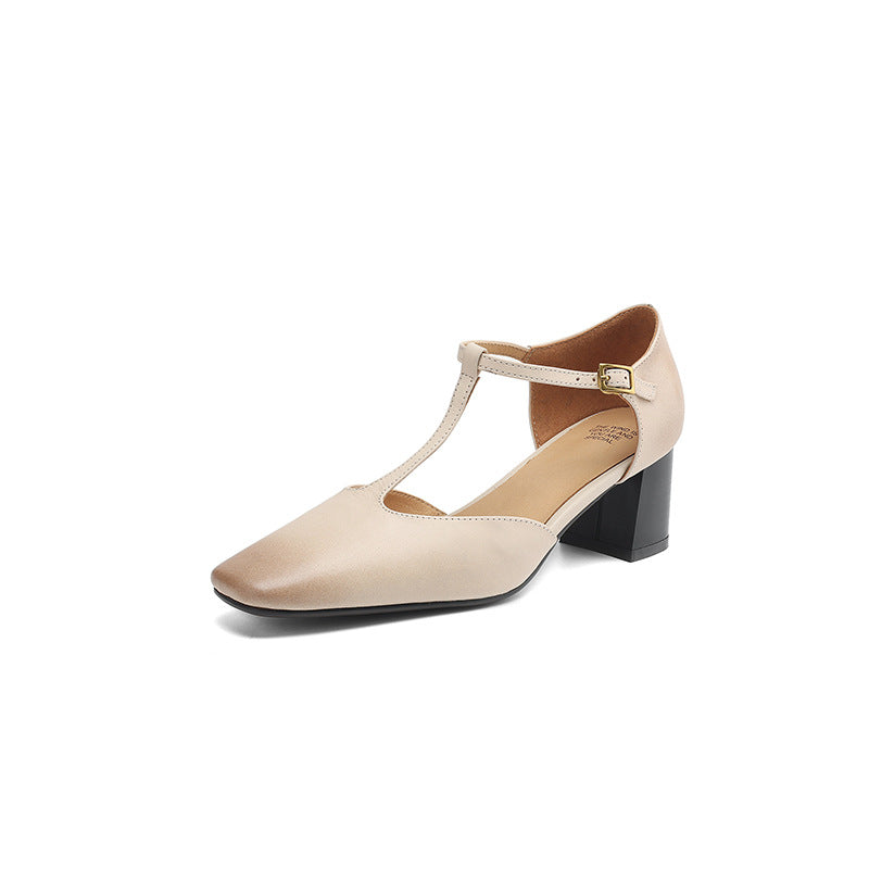 Sandales de mode Summer Square-toe Chunky-heel