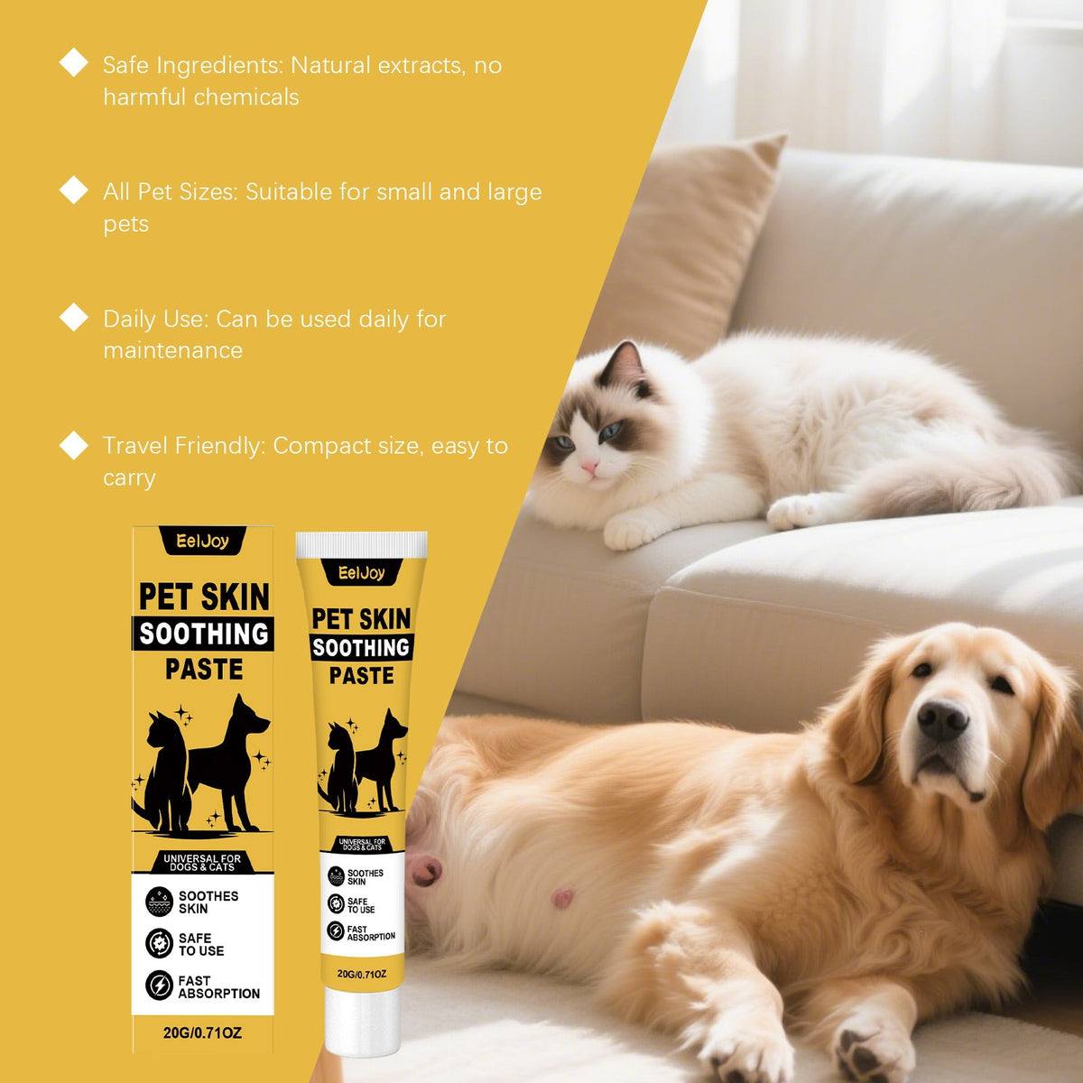 Eeljoy Pet crème soin de la peau formule douce avec une texture fine pour prendre soin de la peau des chiens