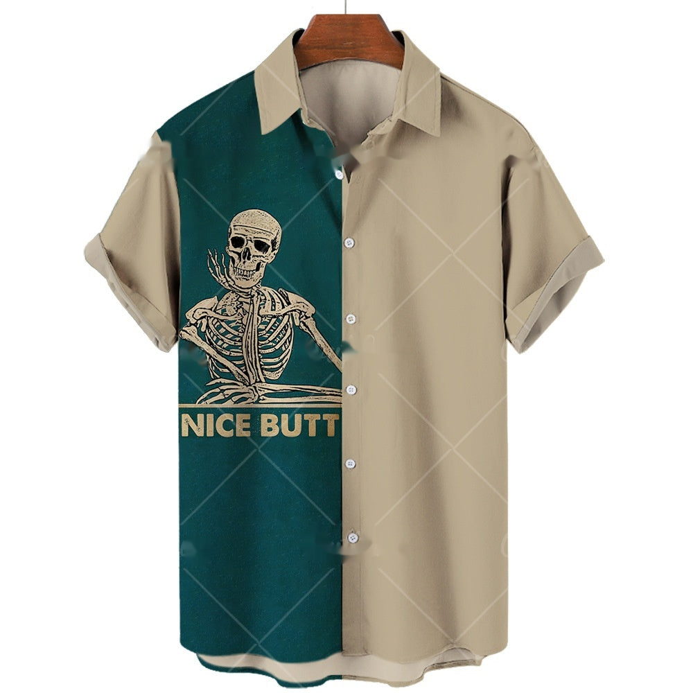Chemise Lapel 3D numérique à manches courtes homme