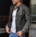 Automne Hiver Hommes PU En cuir Stand Collar Punk