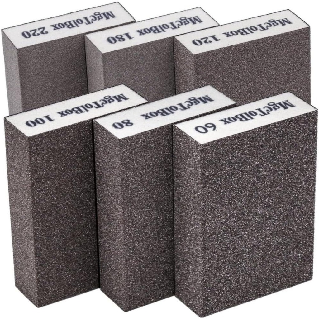 Set of 6 assorted sanding sponges for wood