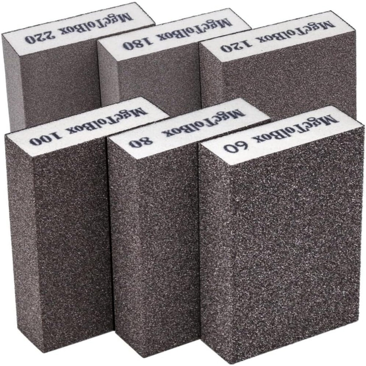 Set of 6 assorted sanding sponges for wood