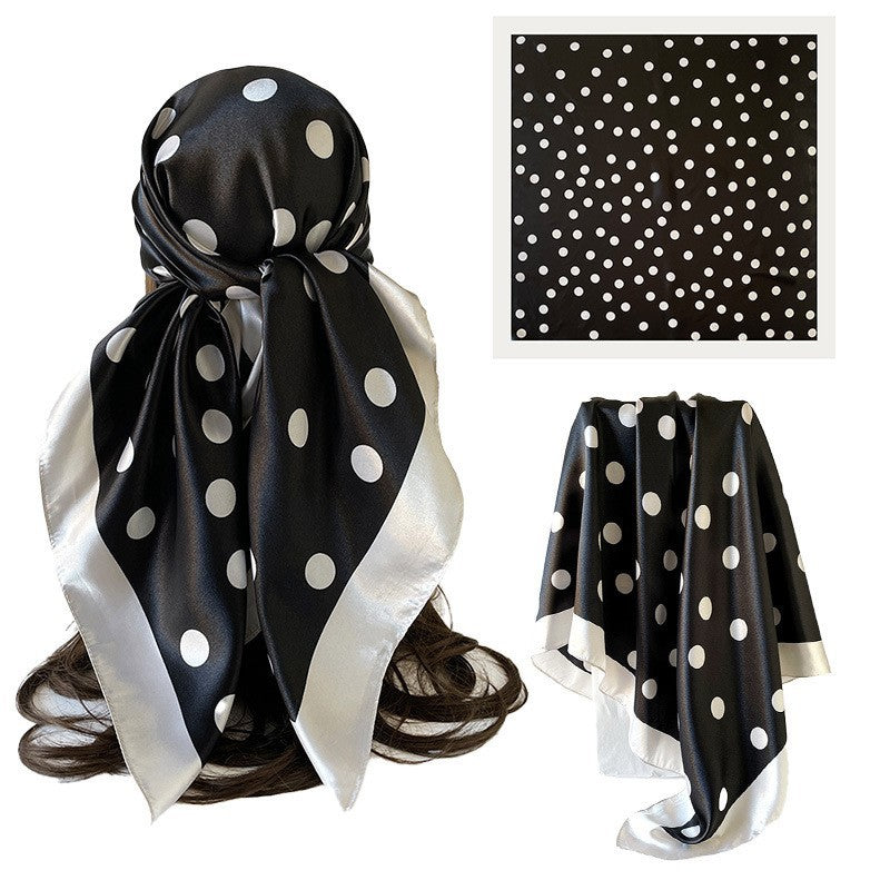 Polka-dot Imprimer Headscarf Femmes Faux Écharpe en soie