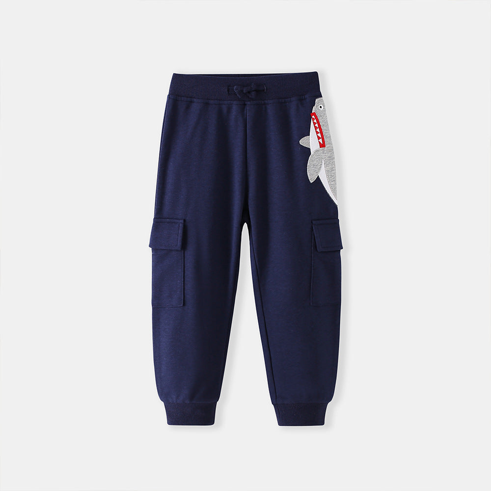 Garçons mélange de coton charrue Brodé pantalons de sport - Casual Loose Fit Joggers pour Ki