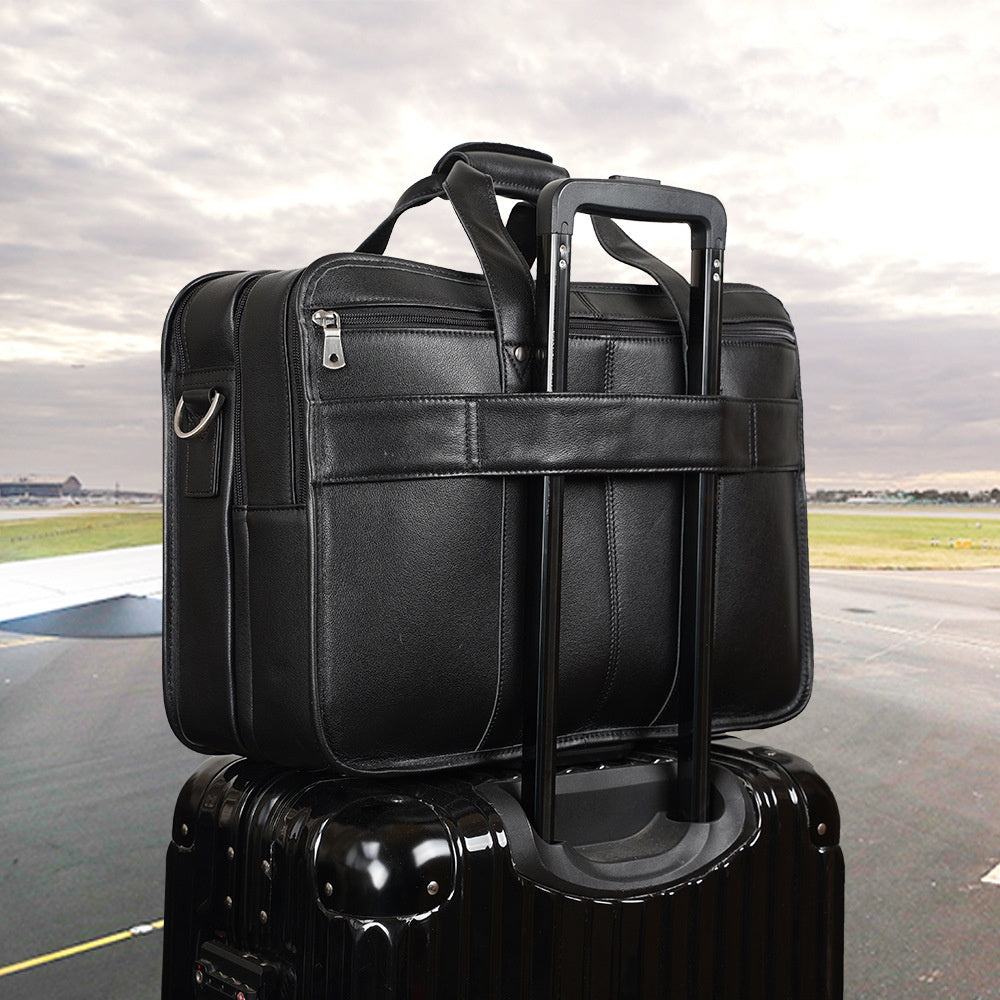 Câblage cuir d'affaires en cuir Premier couche Cowhide 17 pouces Portable Bag