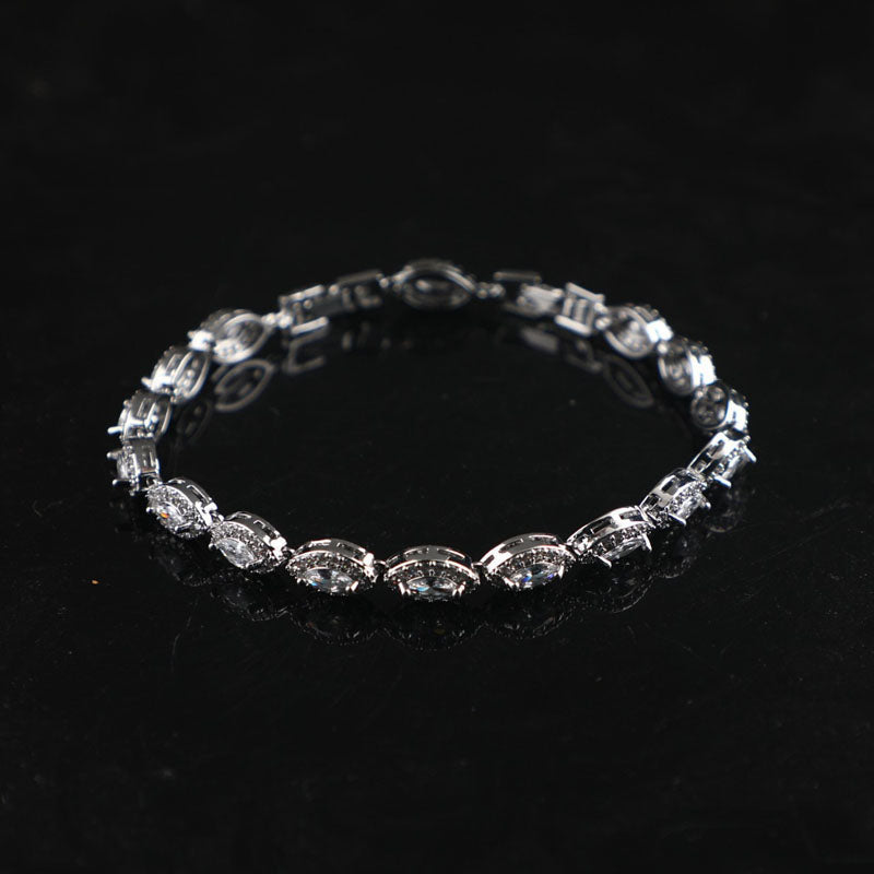 Bracelet de tennis Marquise Zircon de luxe Elégant argent ton cristal bijoux femmes party mer