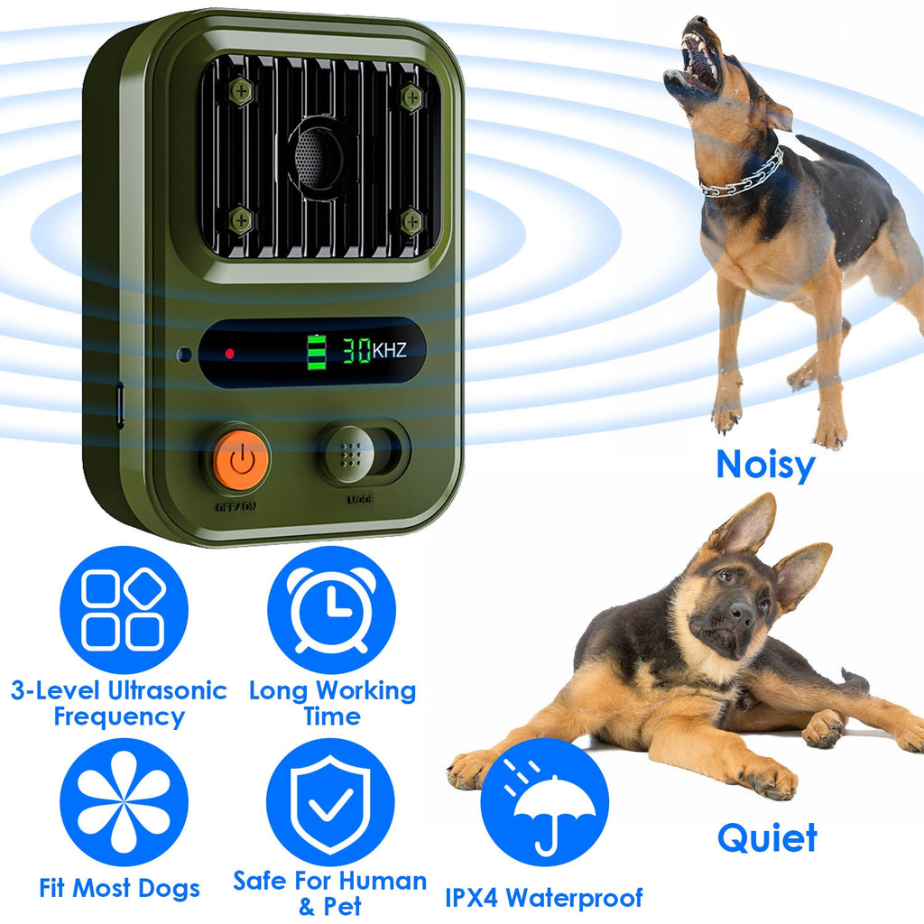 Options couleur noir-vert -- 1Pc Ultrasonic Anti-Barking Device Rechargeable Auto Dog Bark
