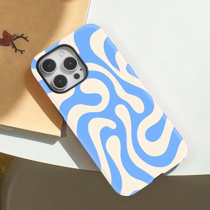 Design minimaliste de boîtier de téléphone à rayures bleues
