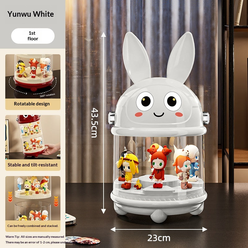 Dustproof Transparent Display Rack with Double-Layer Lid Storage Box