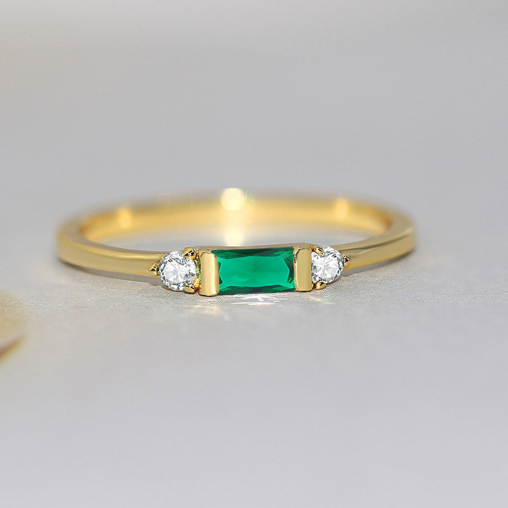 Anneau de fiançailles géométrique Zircon incrusté Accessoires dorés 14K