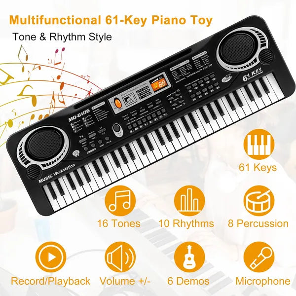 61 Clés Musique numérique Clavier électronique Piano électrique Instrument musical Enfants Apprentissage