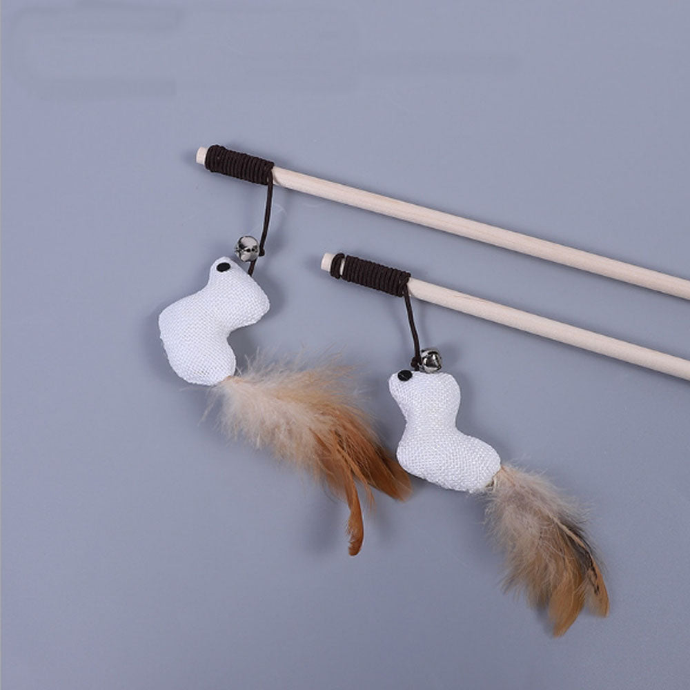 Pôle en bois Funny Cat Stick Toy d'origine bois fait main