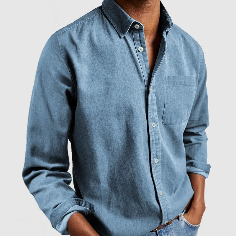 Amazon Commerce extérieur Europe et les États-Unis Lapel homme chemise de couleur solide hommes
