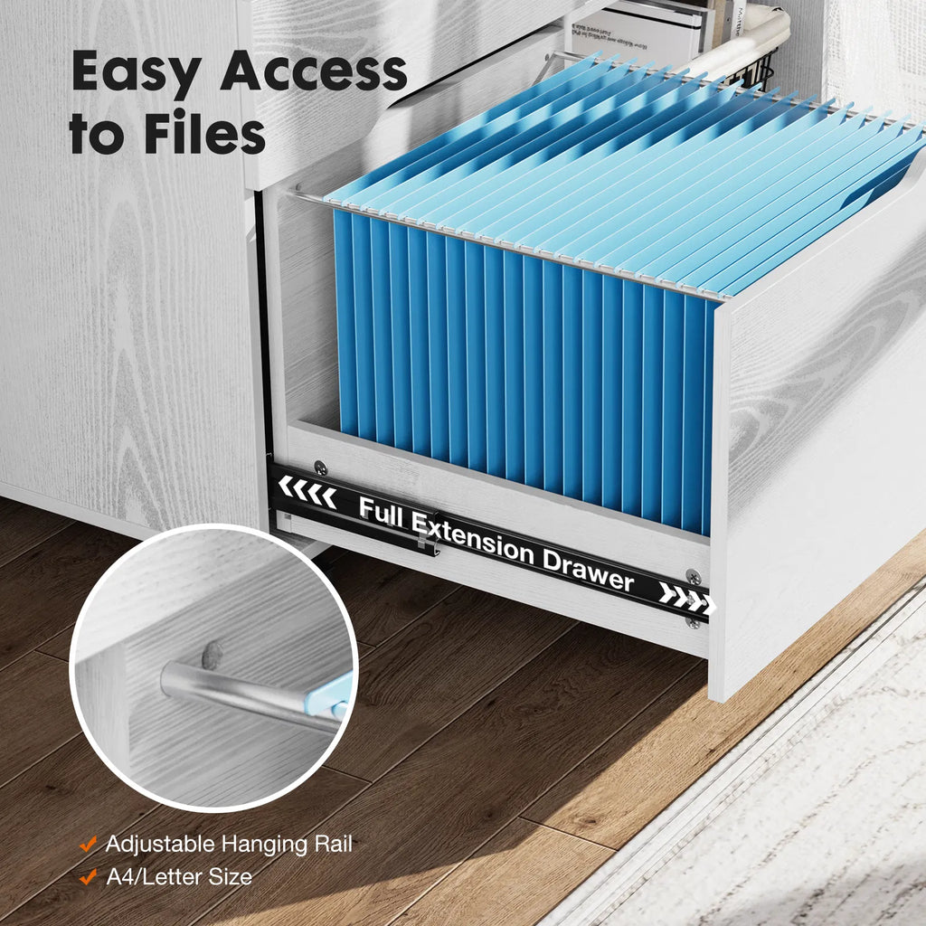 3 tiroirs Mobile Rolling Lateral File Cabinet pour le bureau et la chambre d'enfants
